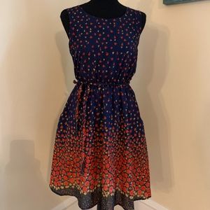SM Wardrobe Blue and Red Patterned Dress